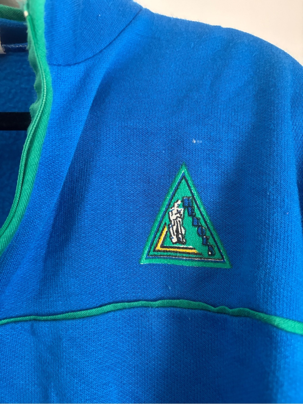 Vintage blue Quarter-Zip with Green Trim - Picture 2 of 11